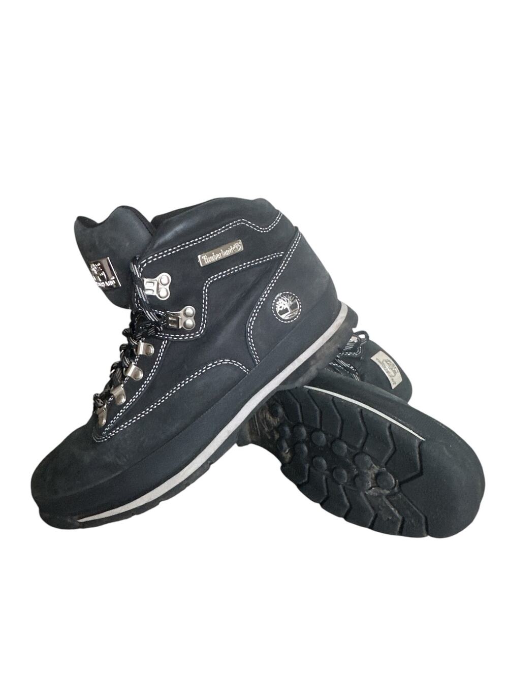 Timberland Euro Hiker Boots Black Nubuck Leather Waterproof Mens Size 12